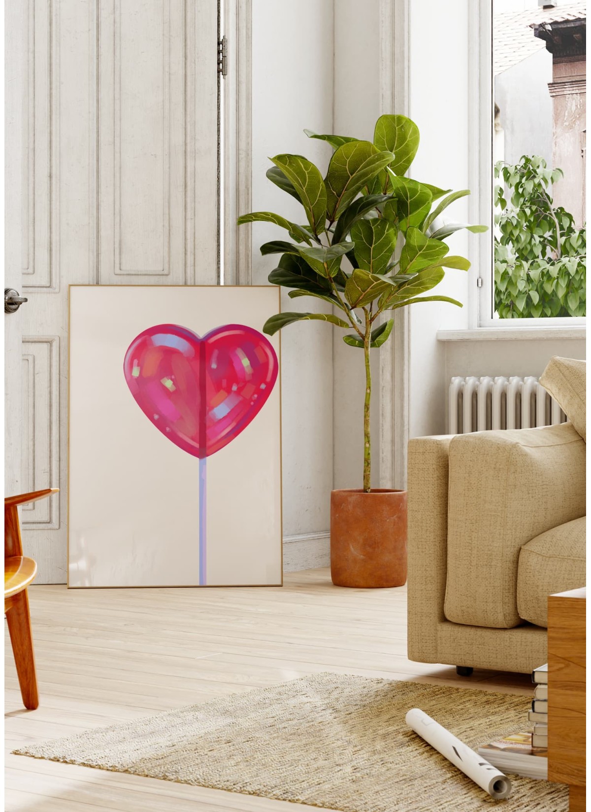 Affiche Sucette Coeur rouge