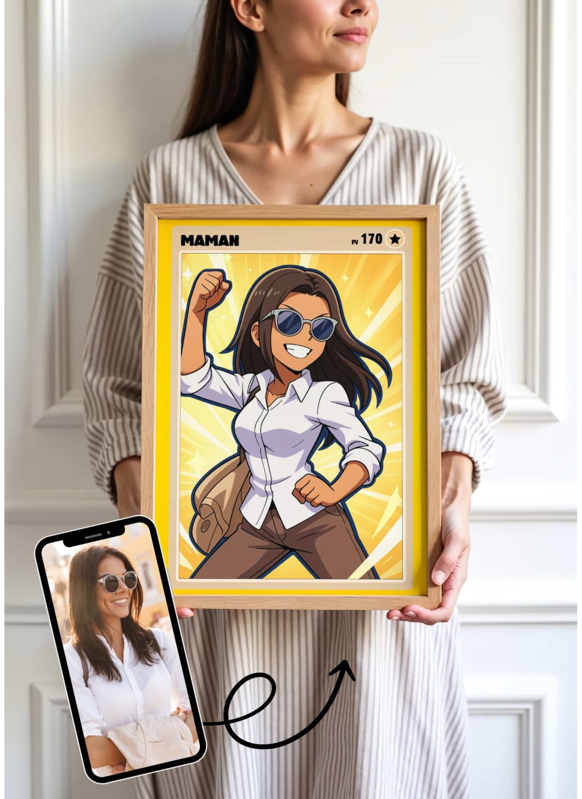 Affiche Carte de Collection Personnalisée | Portrait Manga Maman | LAFFICHERIE