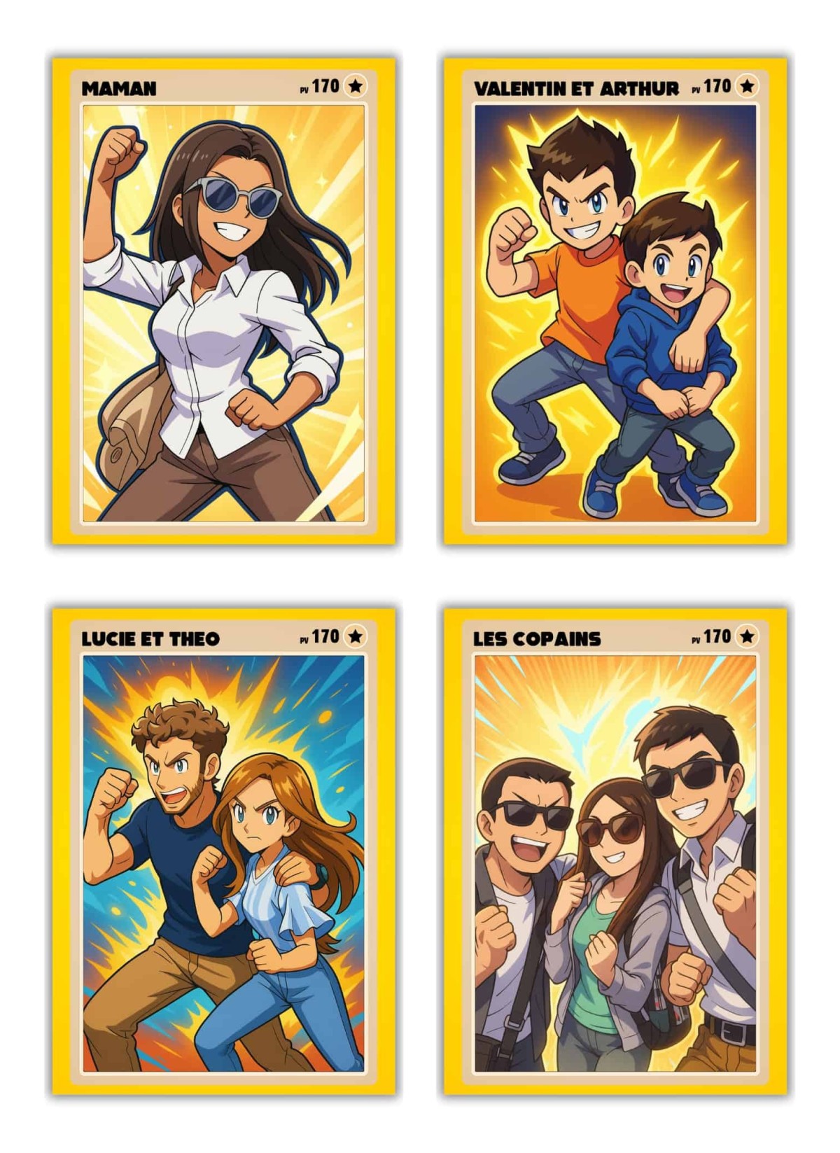 Affiche Carte de Collection Personnalisée | Portrait Manga Enfants | LAFFICHERIE