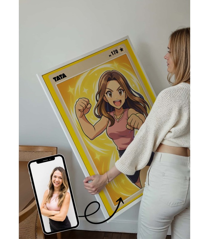Affiche Carte de Collection Personnalisée | Portrait Manga Oncle et tante | LAFFICHERIE