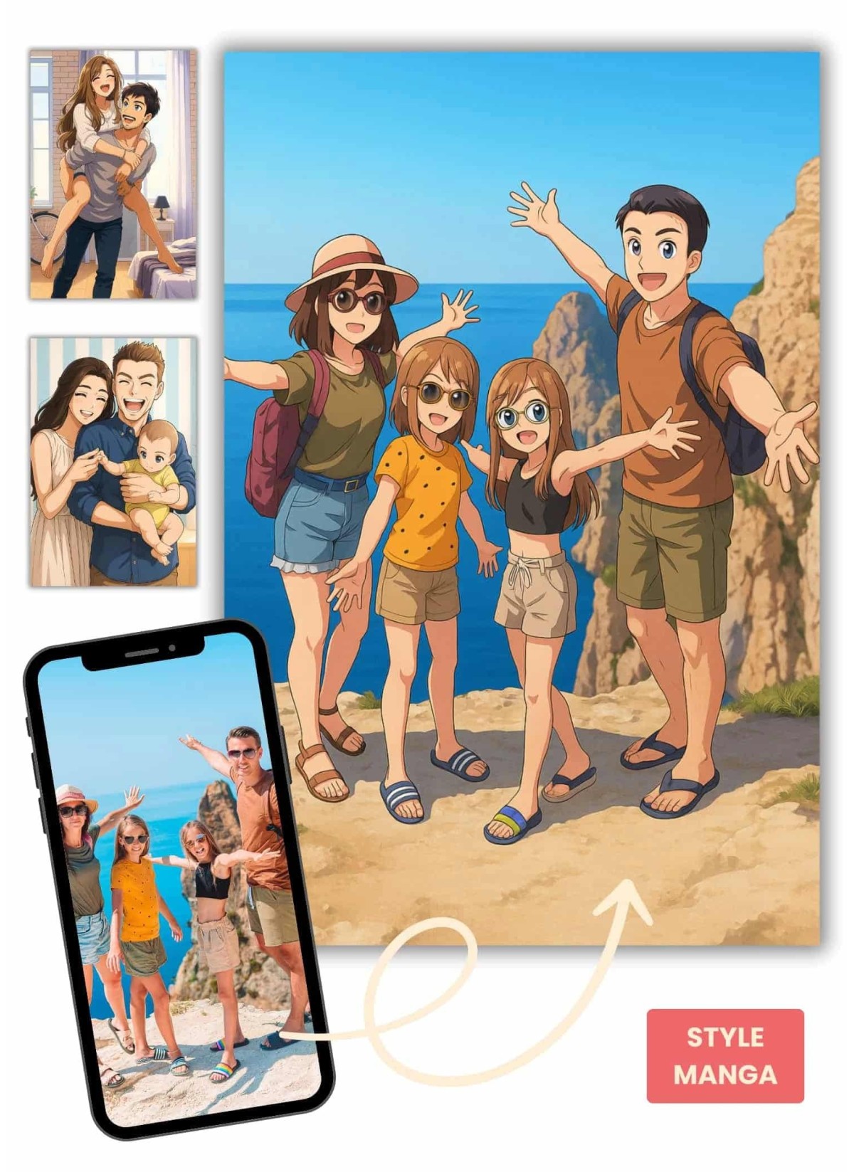 Affiche Manga Personnalisée – Votre photo transformé en personnage manga avec IA┃Grands-parents| LAFFICHERIE