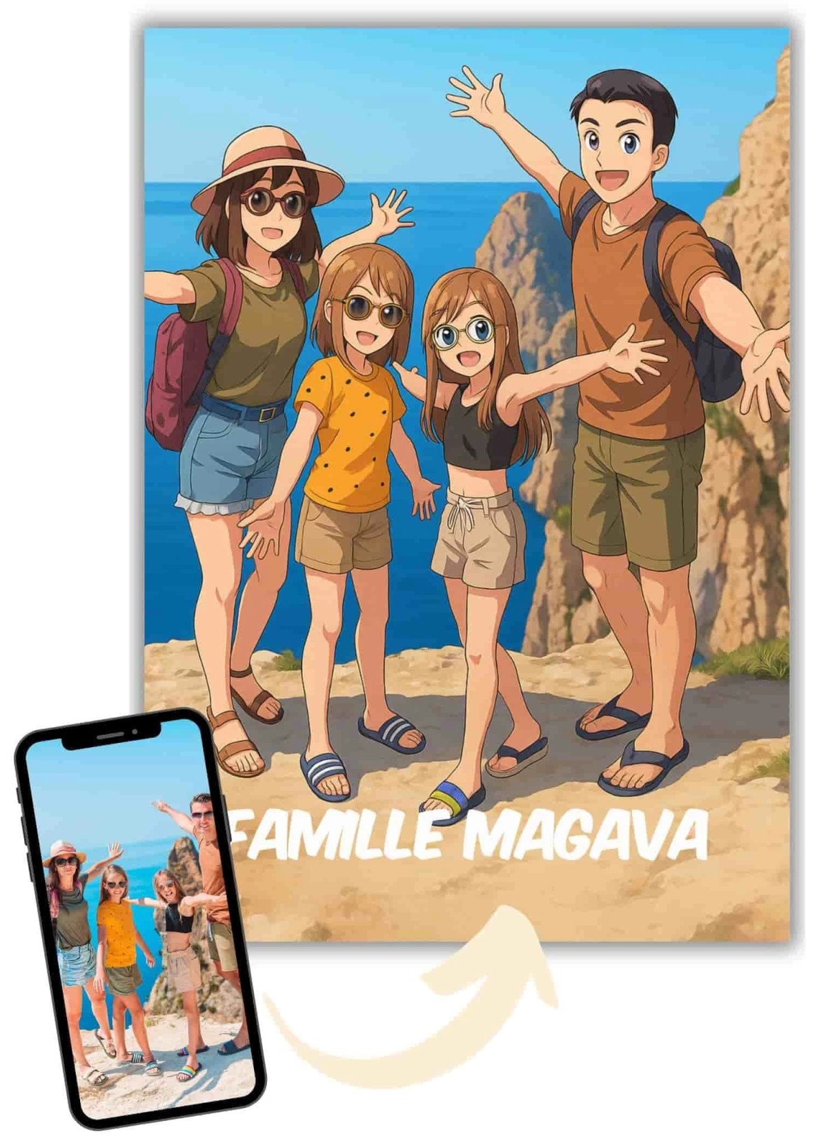 Affiche Manga Personnalisée – Votre photo transformé en personnage manga avec IA┃Oncle et tante | LAFFICHERIE