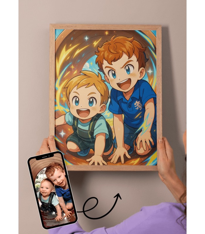 Affiche Manga Personnalisée Frère et soeur  | LAFFICHERIE