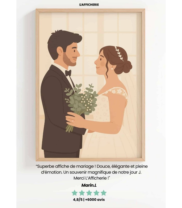 Affiche Personnalisée Illustration minimaliste ┃Couple