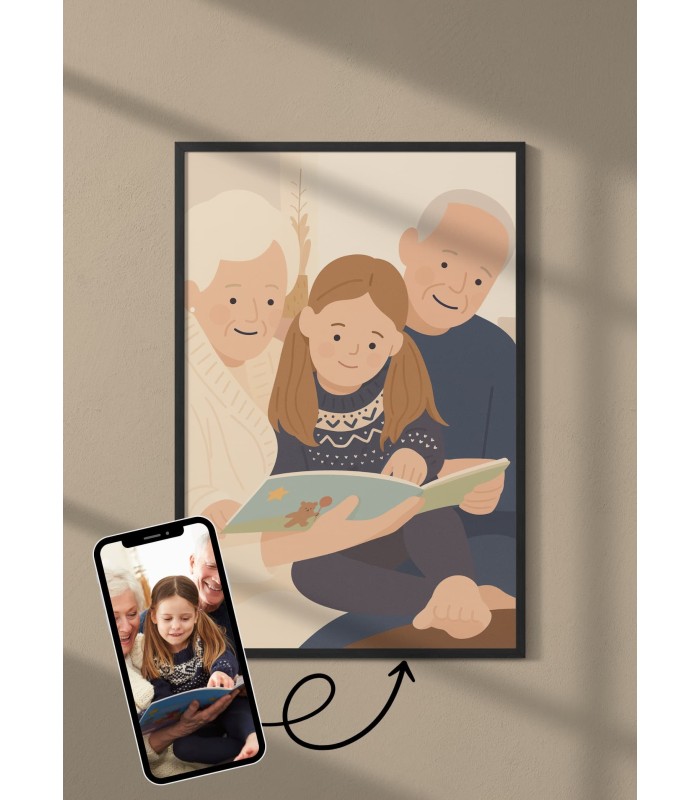 Affiche Illustration minimaliste personnalisée pour grands-parents | L’AFFICHERIE
