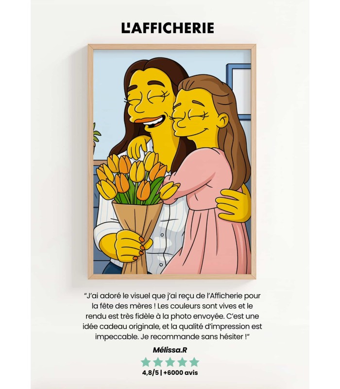 Affiche Cartoon Jaune Personnalisée┃Couple