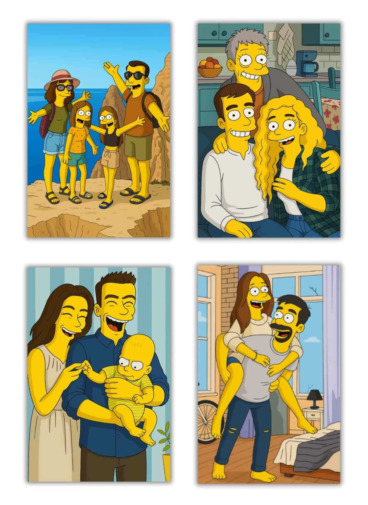 Affiche Cartoon Personnalisée (IA) – Votre portrait en style cartoon jaune pour amis | LAFFICHERIE