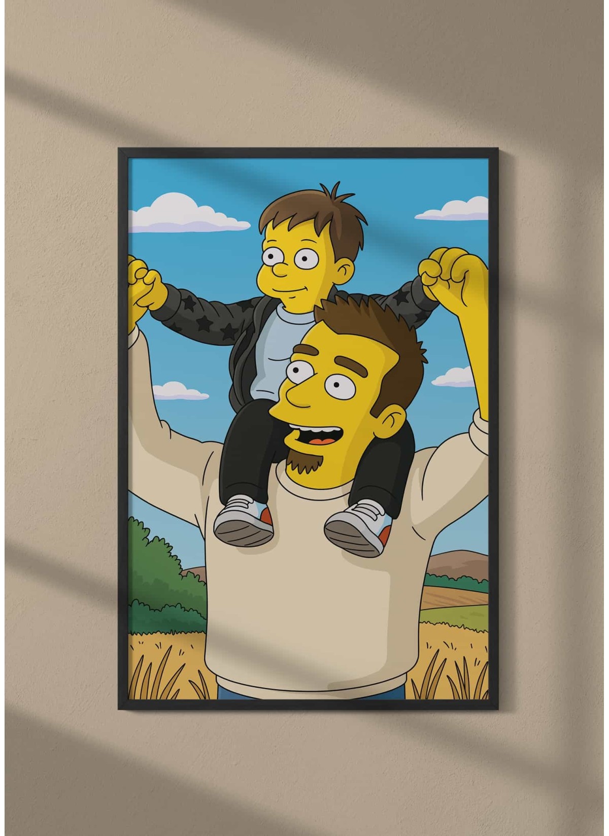 Affiche Cartoon Personnalisée (IA) – Votre portrait en style cartoon jaune pour amis | LAFFICHERIE