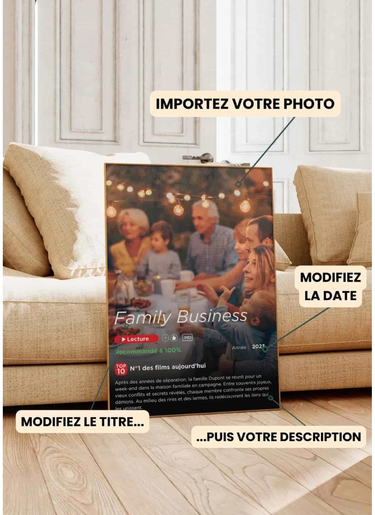 Affiche Netflix personnalisée pour oncle et tante| Cadeau original & fun