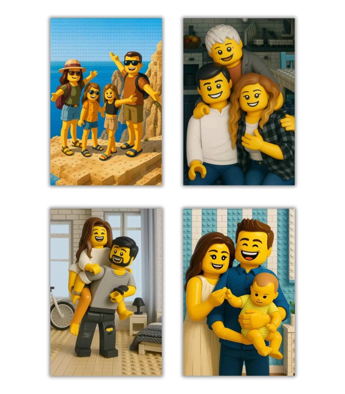 Affiche Personnages Briques Personnalisée┃Couple
