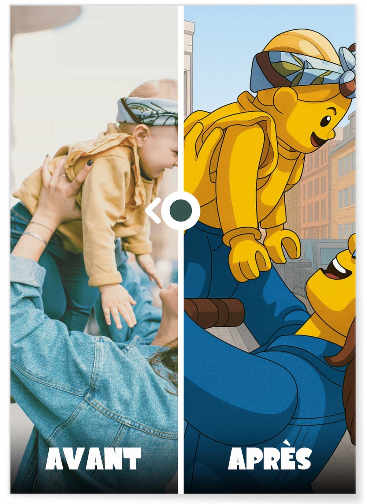 Affiche personnages briques Personnalisée – Portrait style Briques avec IA pour grands-parents | LAFFICHERIE