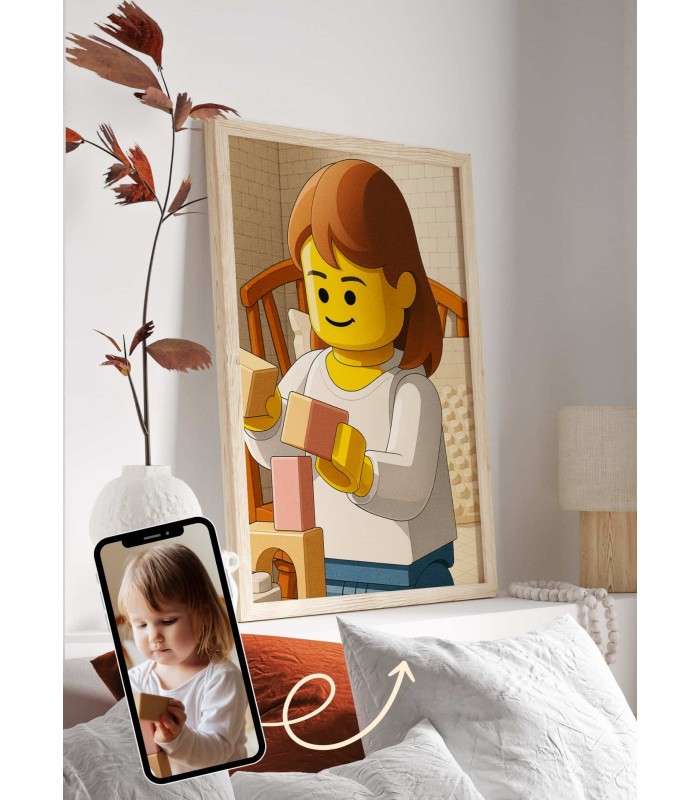 Affiche personnages briques Personnalisée – Portrait style Briques avec IA pour enfants| LAFFICHERIE