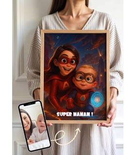 Affiche film super héros personnalisée pour maman | L’AFFICHERIE