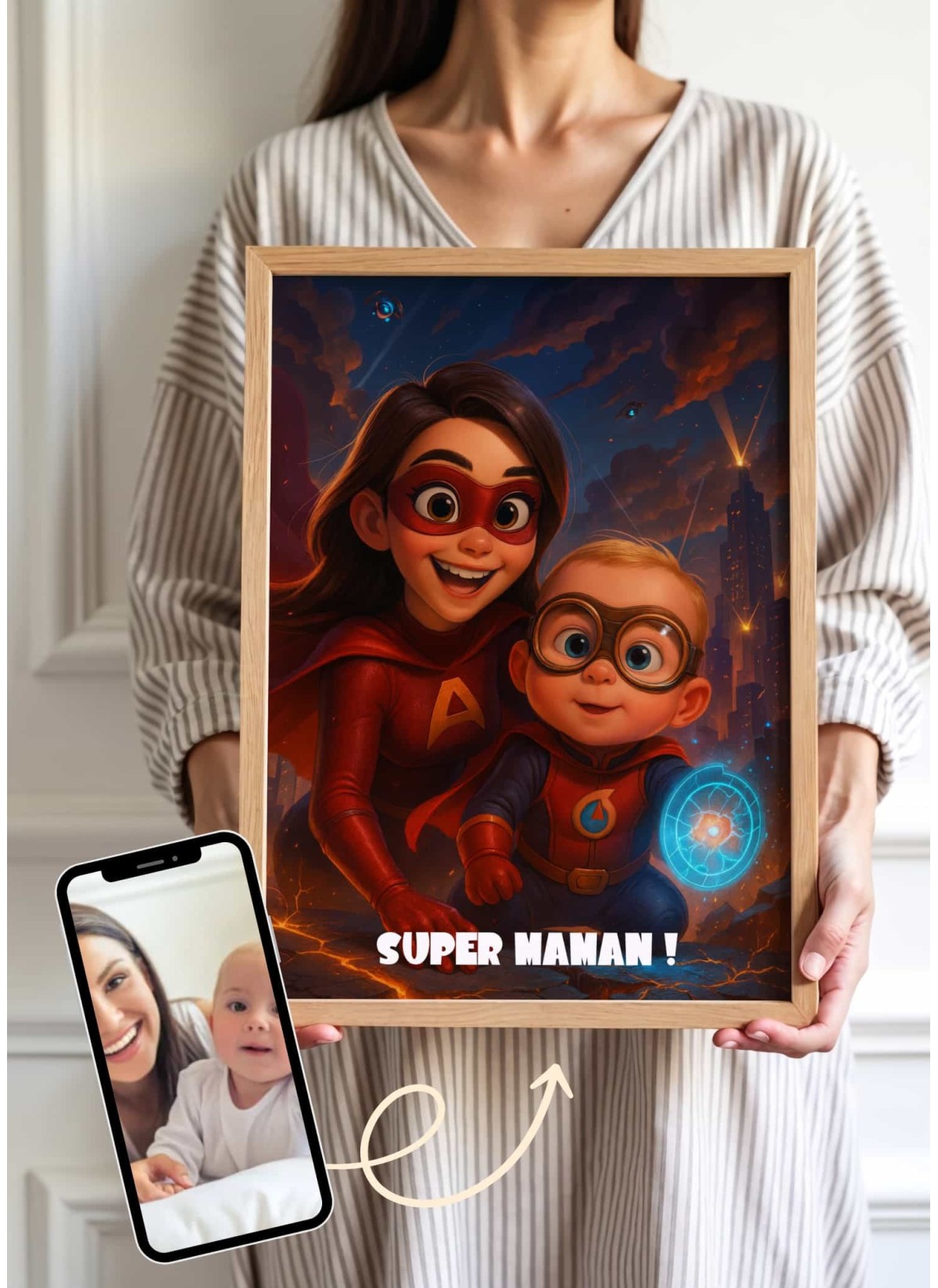 Affiche film super héros personnalisée pour maman | L’AFFICHERIE