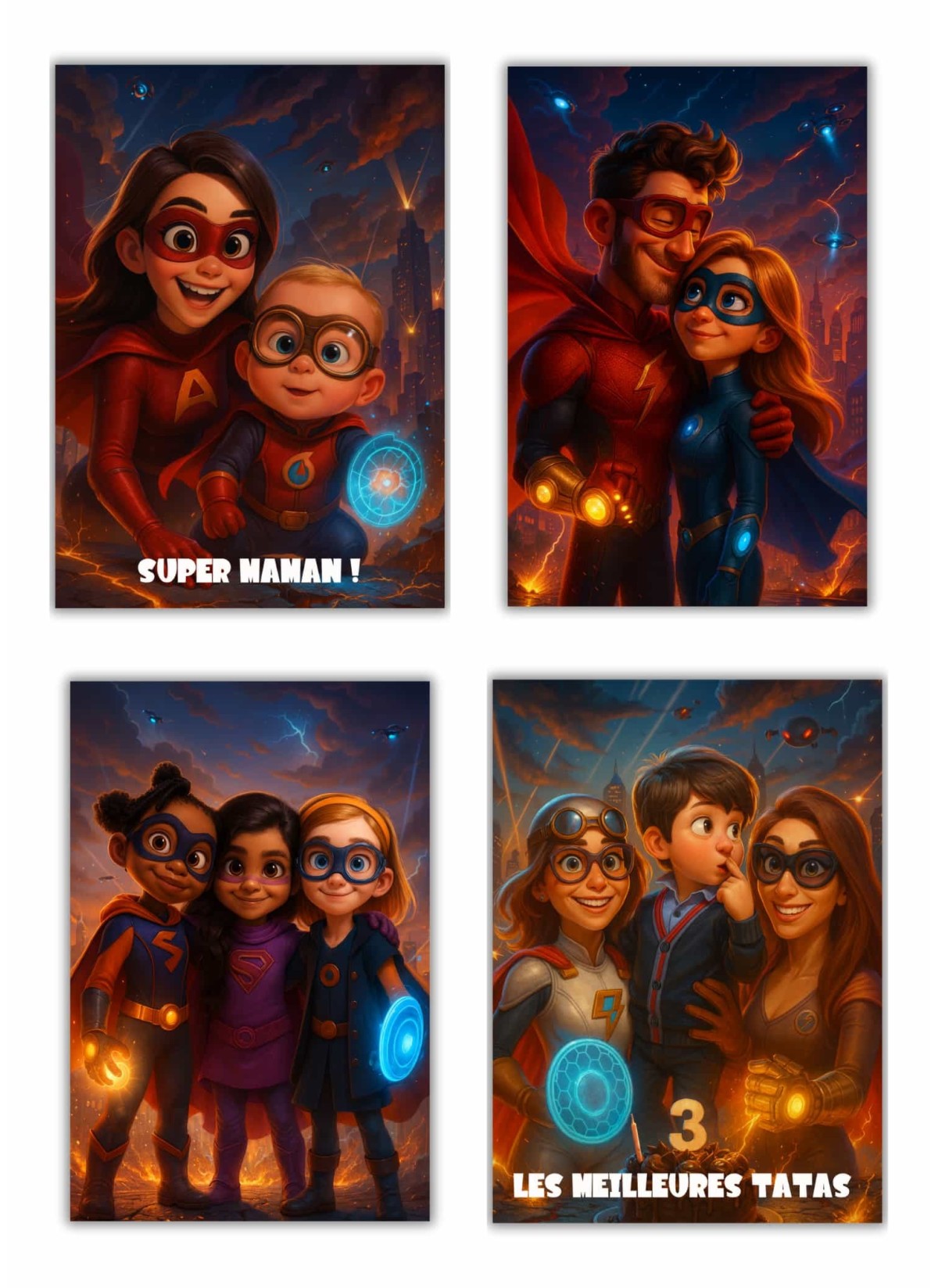 Affiche film super héros personnalisée pour oncle et tante| L’AFFICHERIE