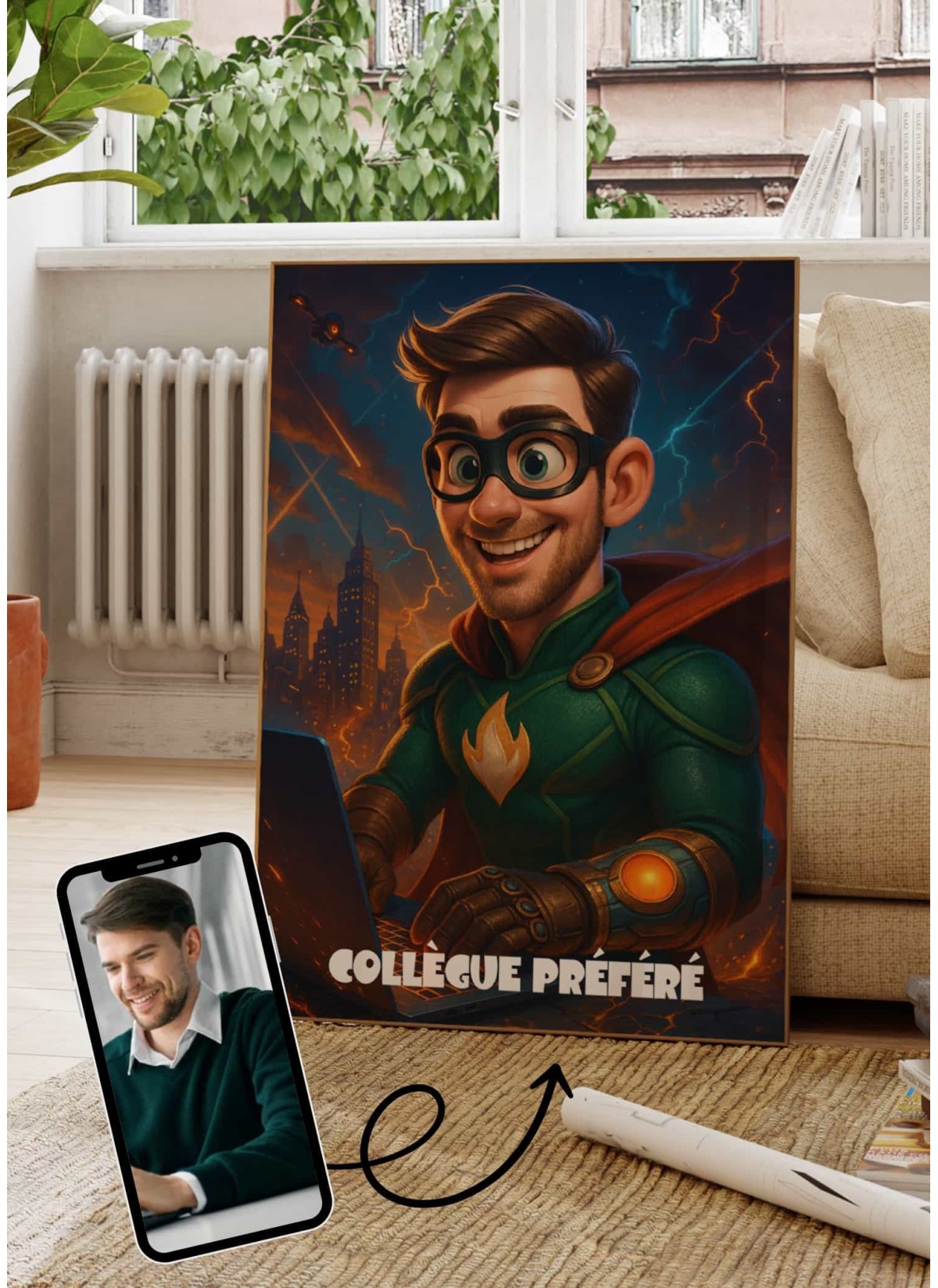 Affiche film super héros personnalisée pour collègues | L’AFFICHERIE