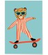 Affiche Guépard sur skateboard