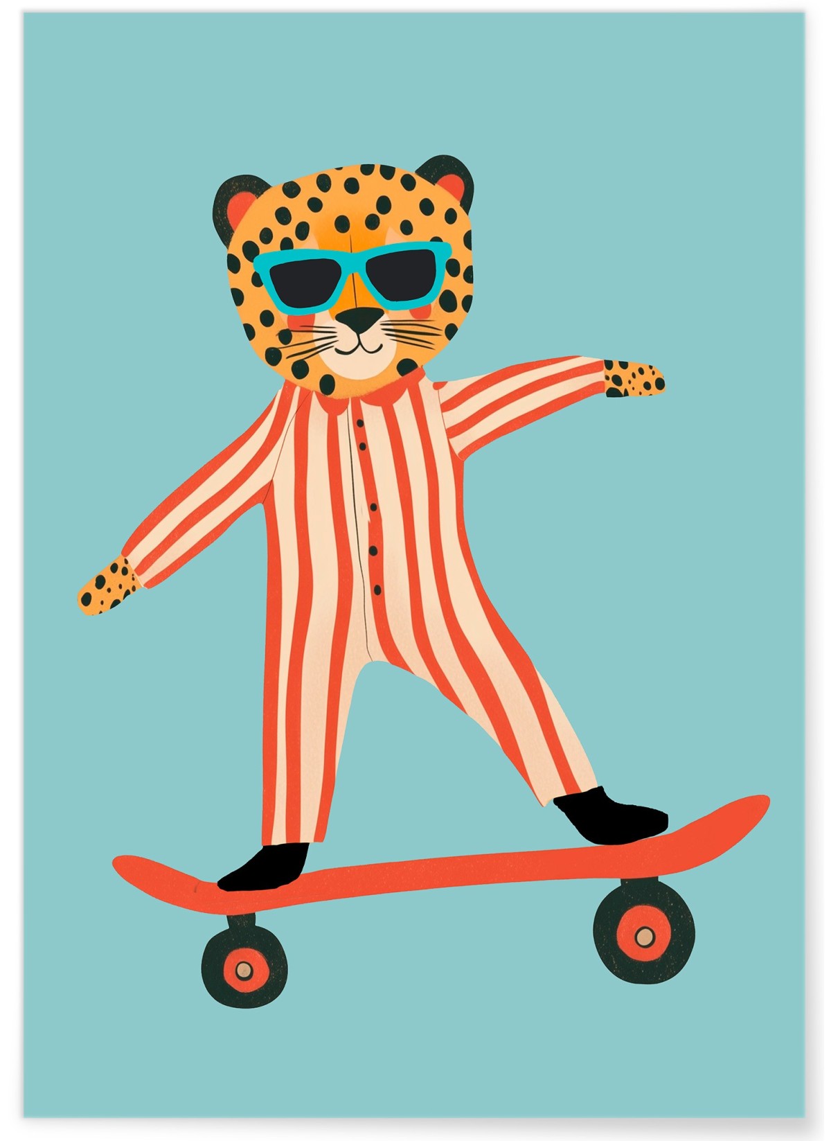 Affiche Guépard sur skateboard