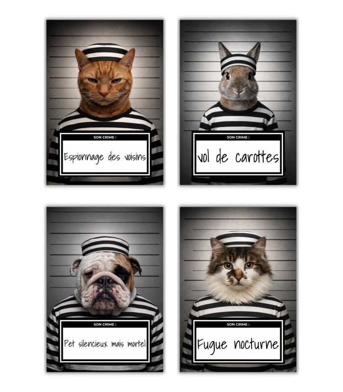Affiche animaux style prisonnier