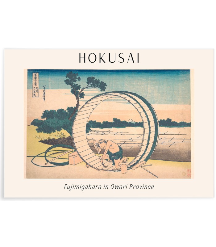 Affiche Hokusai "Fujimigahara in Owari Province"