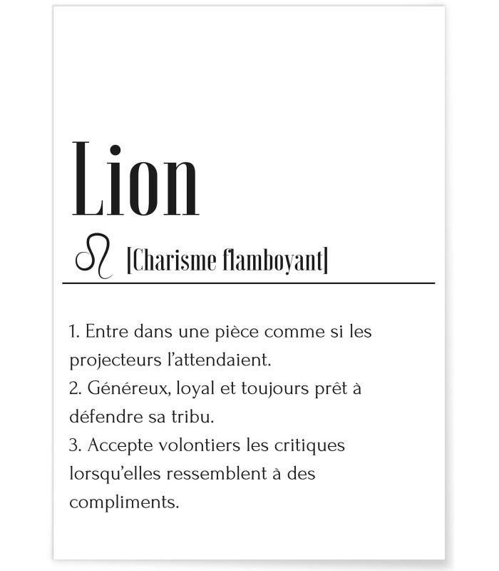 Affiche Définition Lion