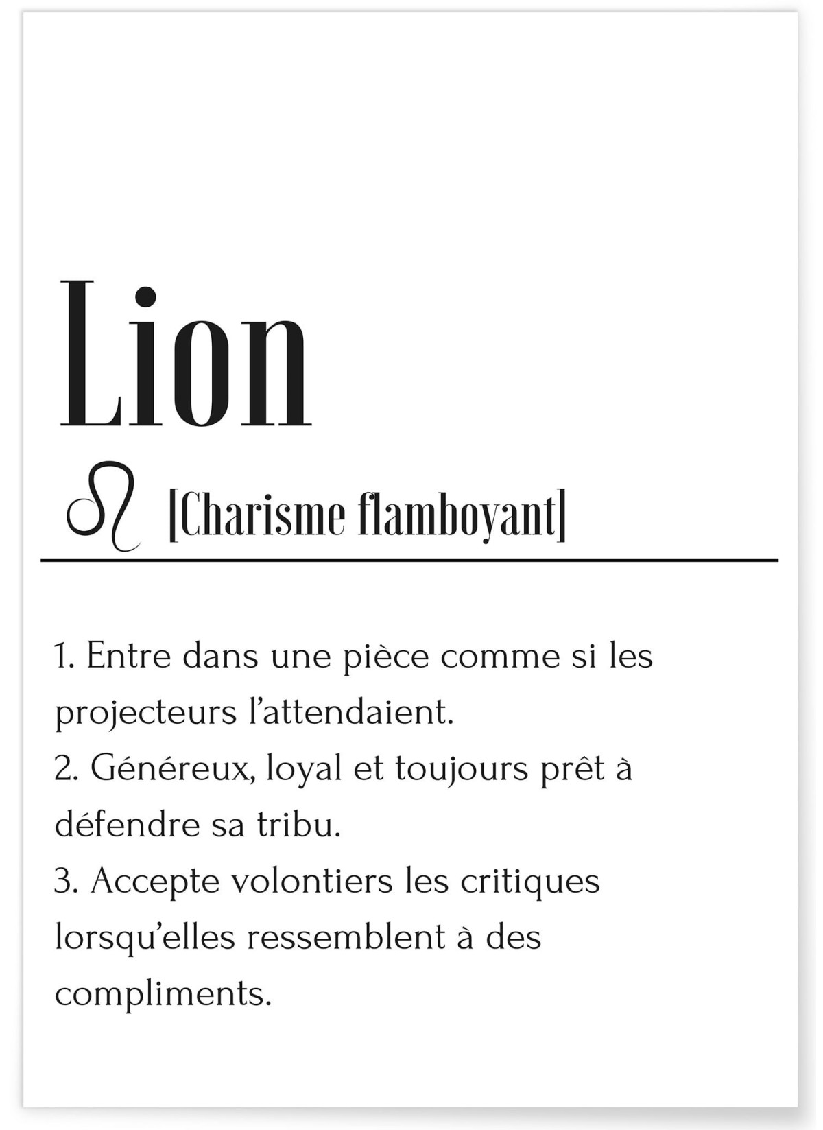 Affiche Définition Lion