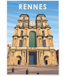 Affiche ville Rennes 3 Cathédrale Saint-Pierre