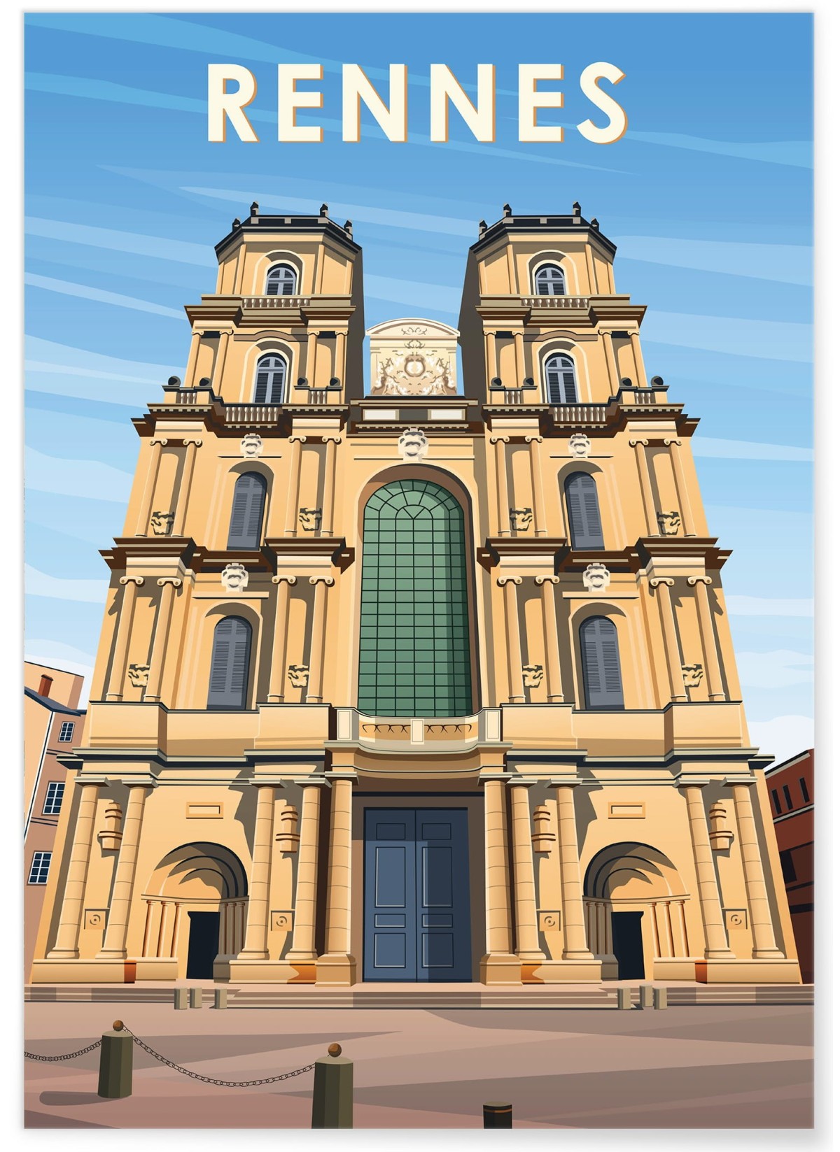 Affiche ville Rennes 3 Cathédrale Saint-Pierre