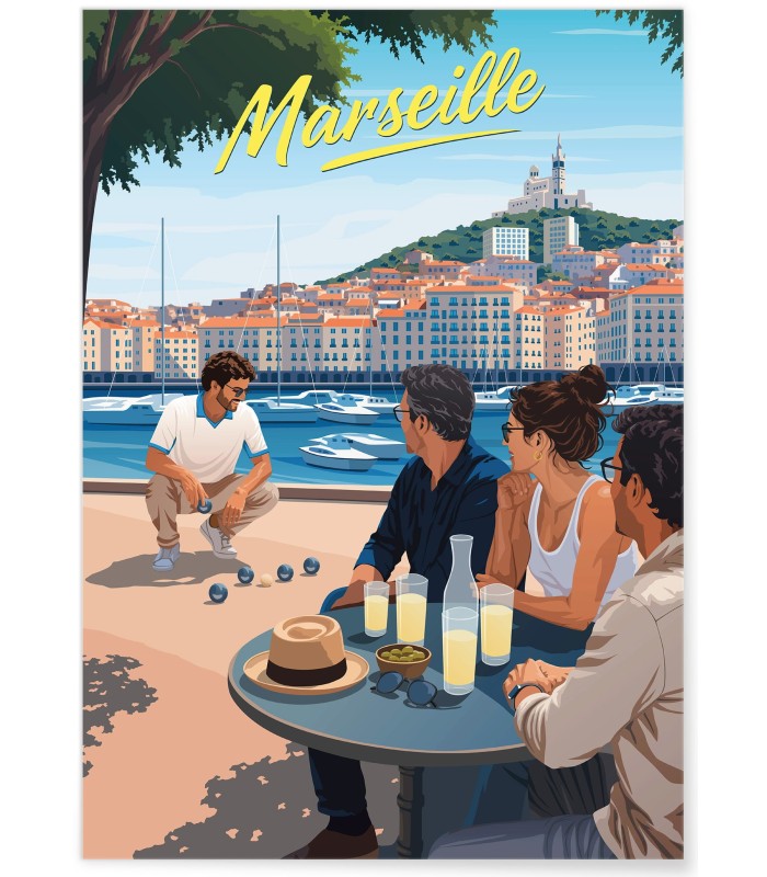 Affiche ville Marseille 4 Pétanque