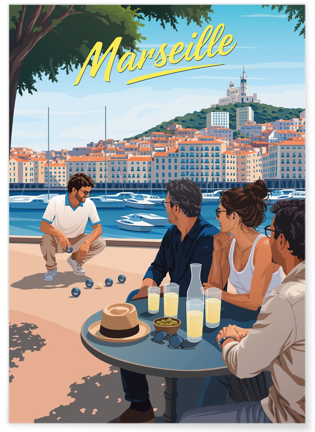 Affiche ville Marseille 4 Pétanque