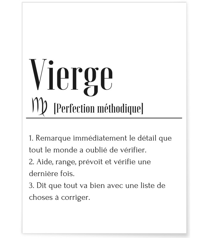 Affiche Définition Vierge