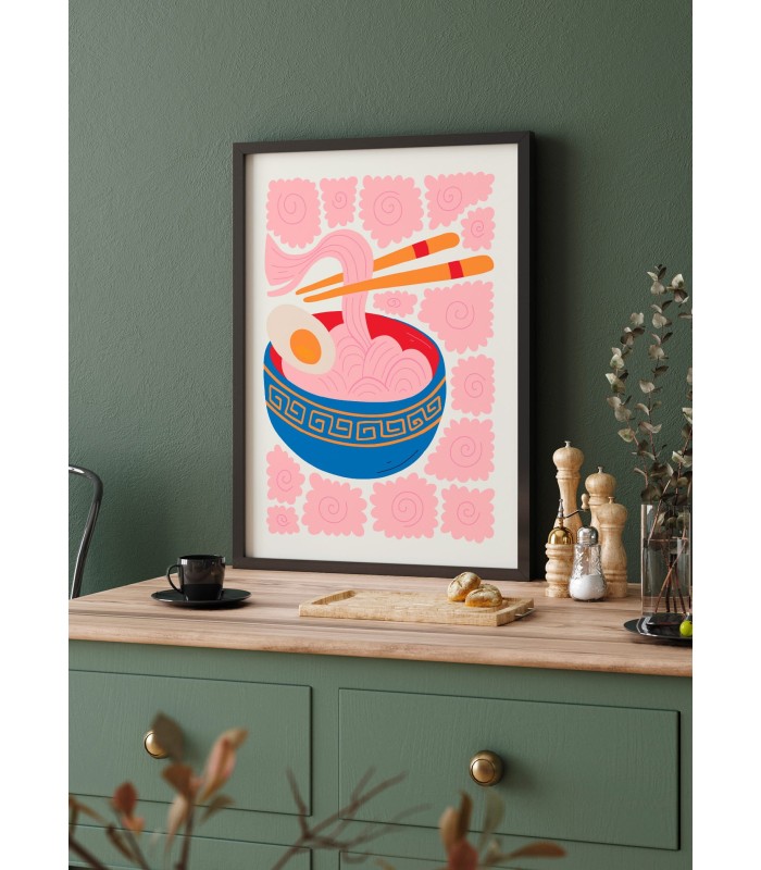 Affiche Bol de Ramen rose