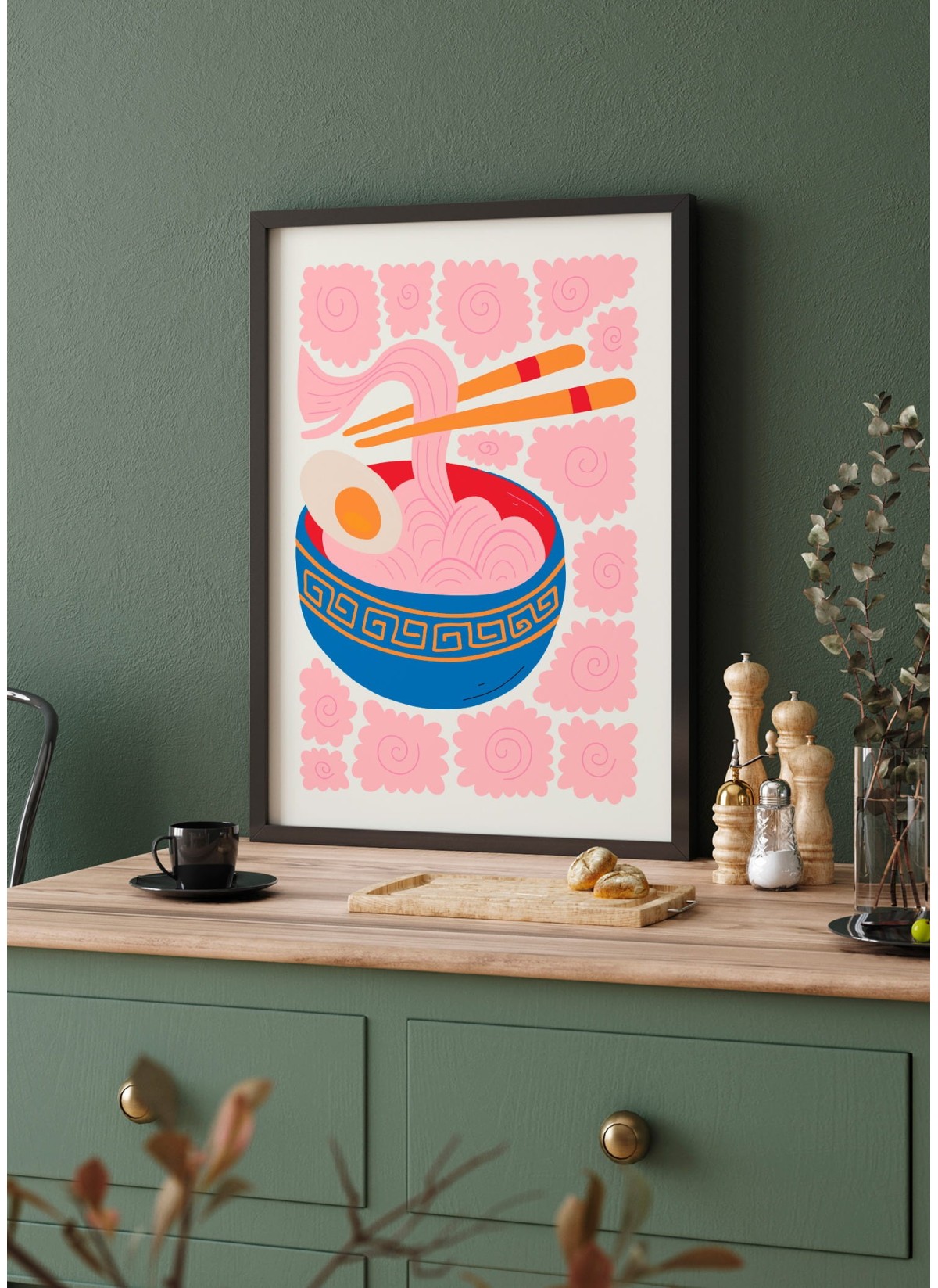 Affiche Bol de Ramen rose