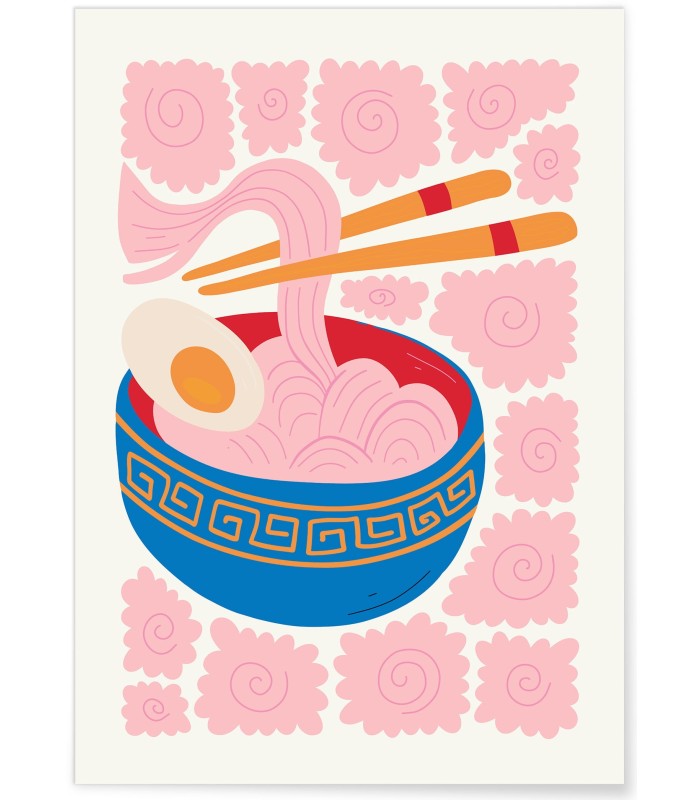 Affiche Bol de Ramen rose