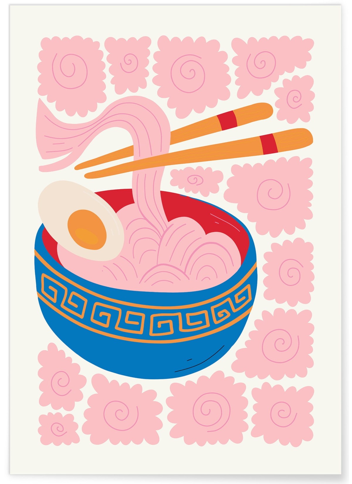 Affiche Bol de Ramen rose