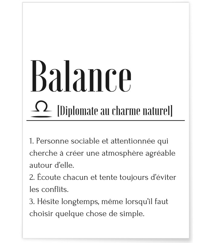 Affiche Définition Balance