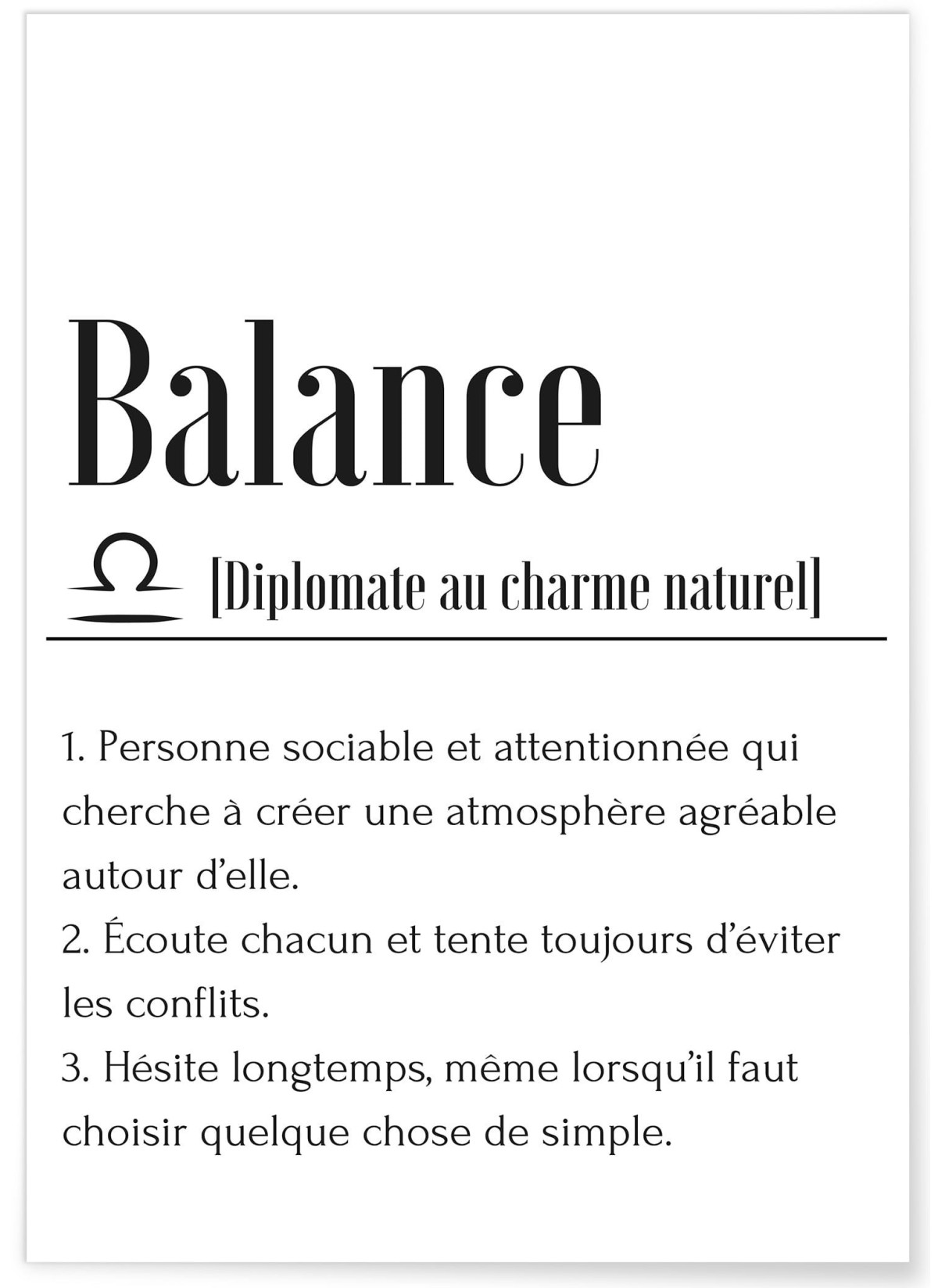 Affiche Définition Balance