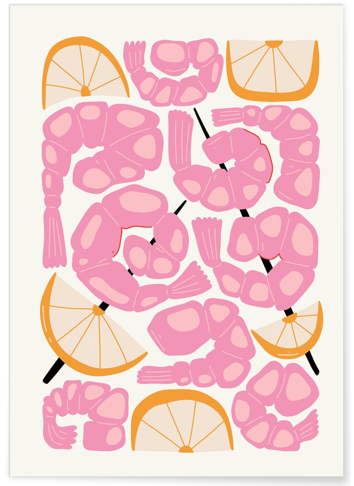 Affiche Crevettes & Agrumes