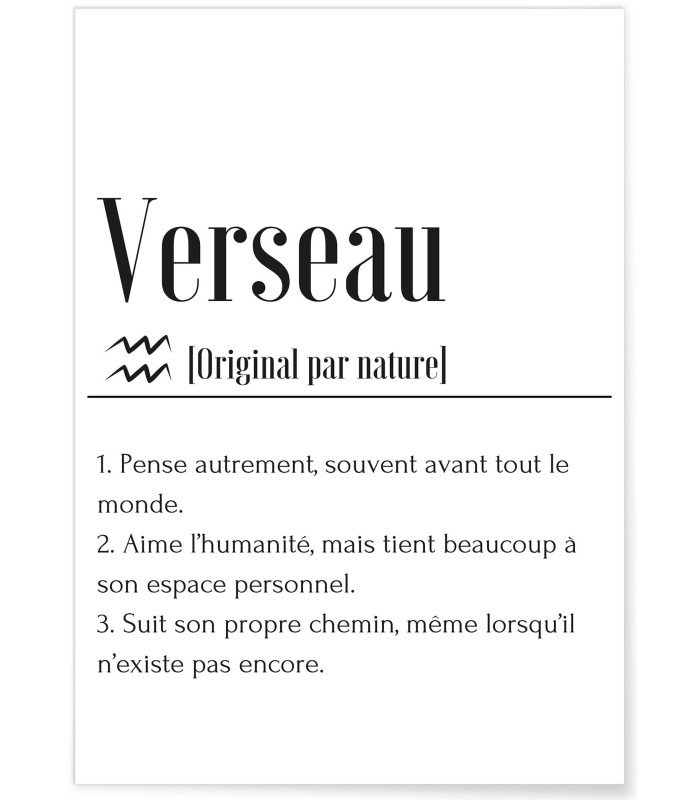 Affiche Définition Verseau
