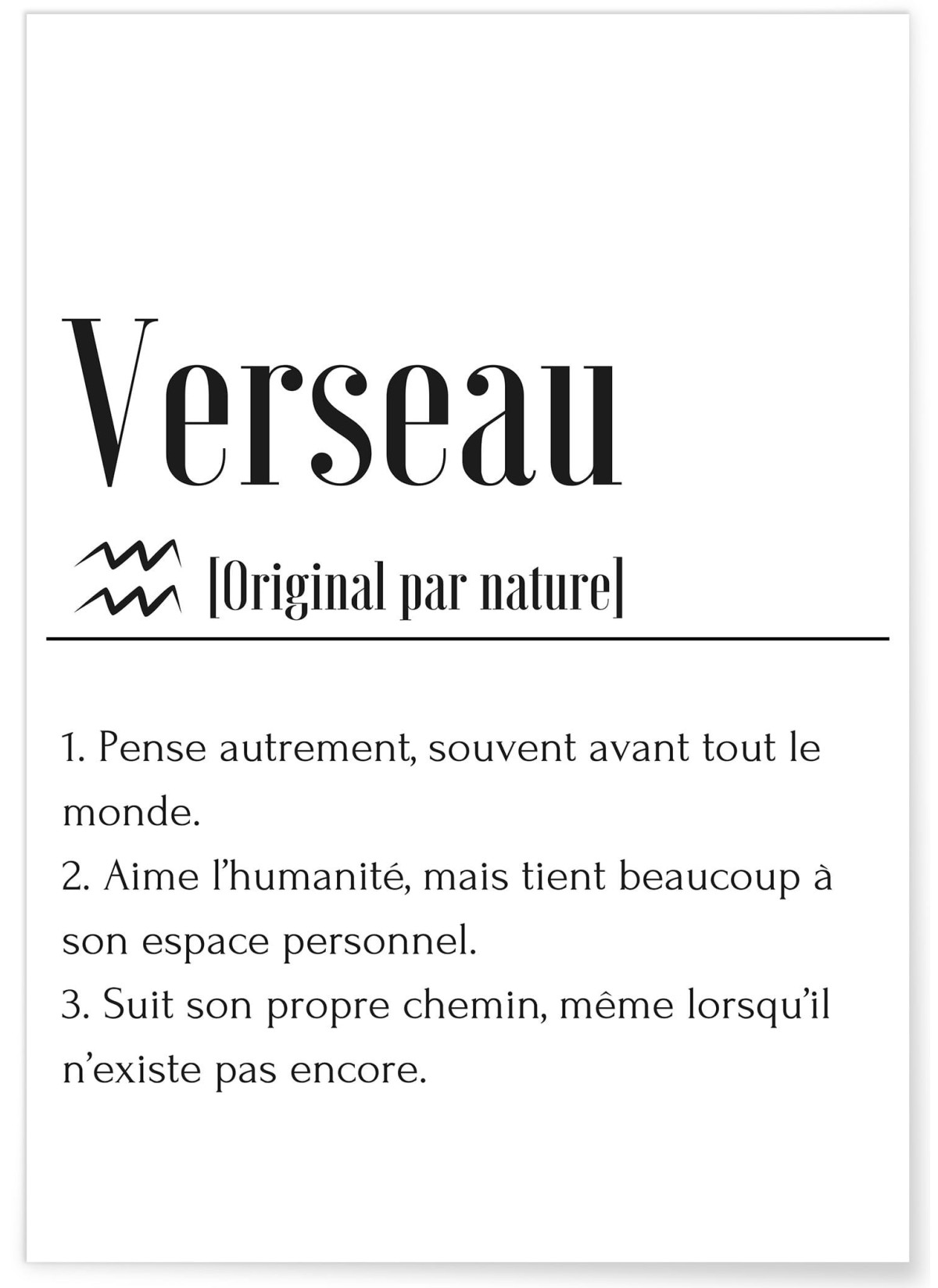 Affiche Définition Verseau