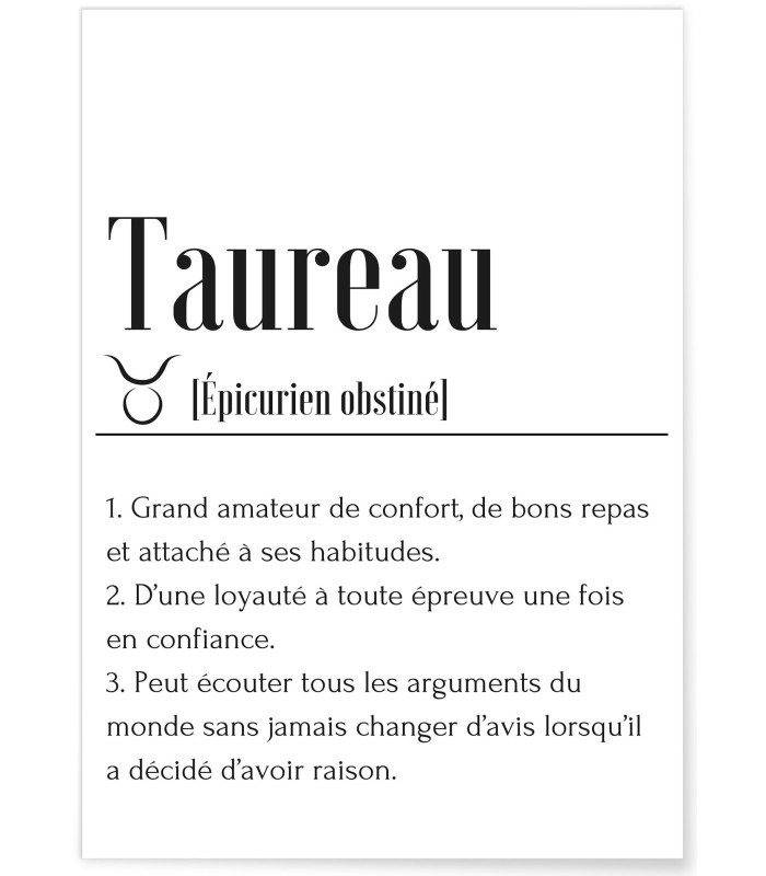 Affiche Définition Taureau