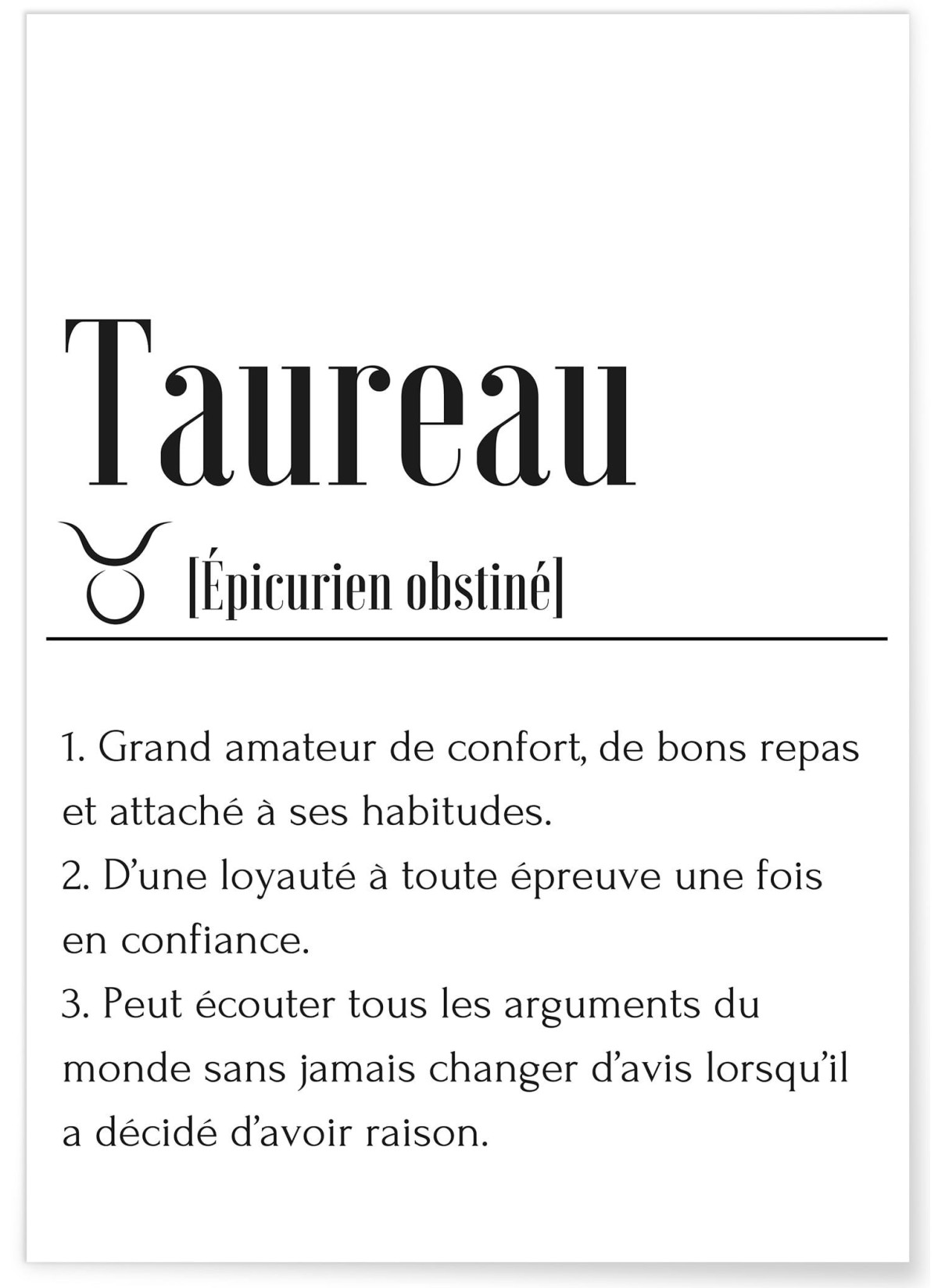 Affiche Définition Taureau