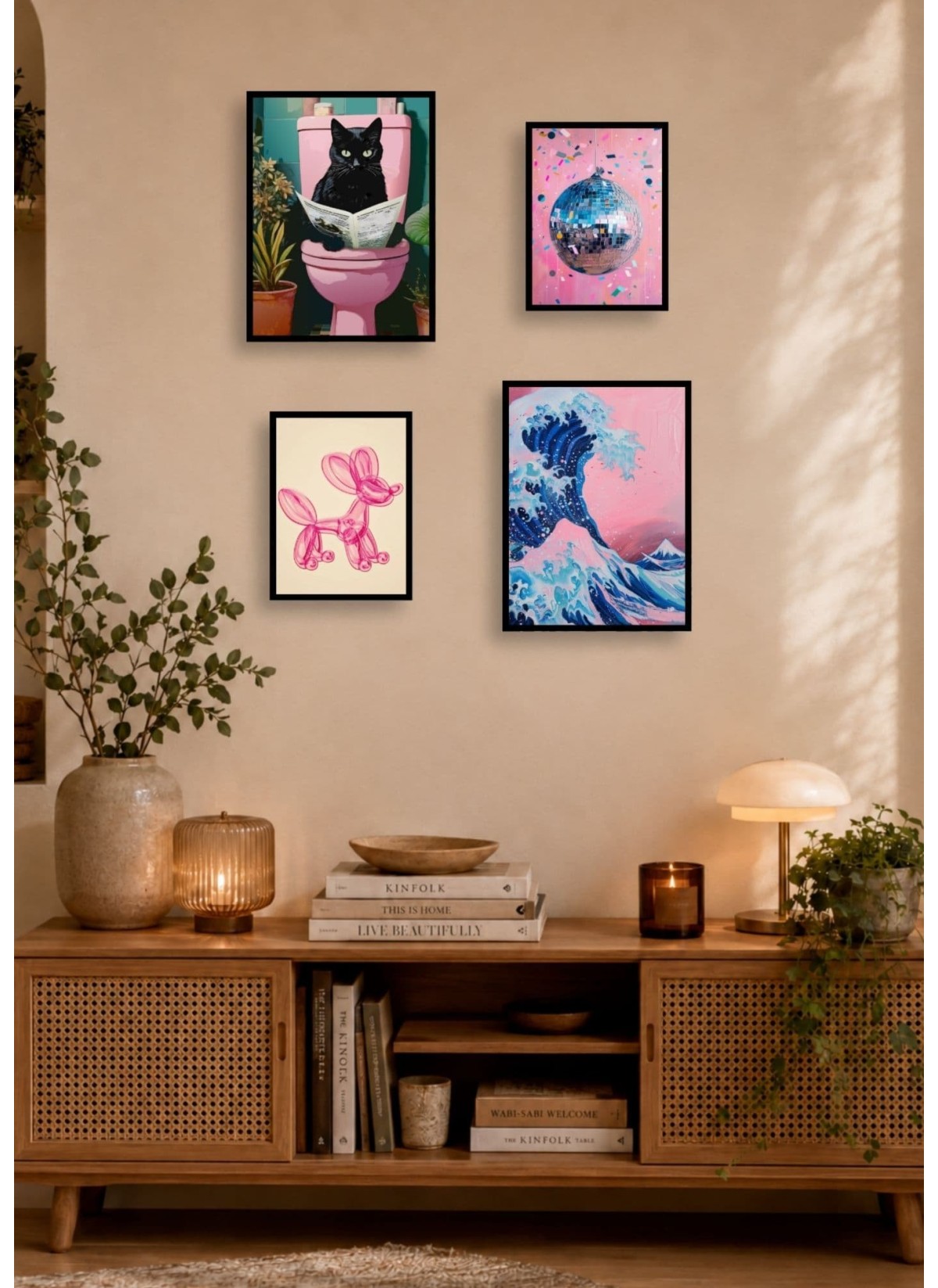 Pack Pop Art 1 : 4 affiches et cadres noirs | L’Afficherie