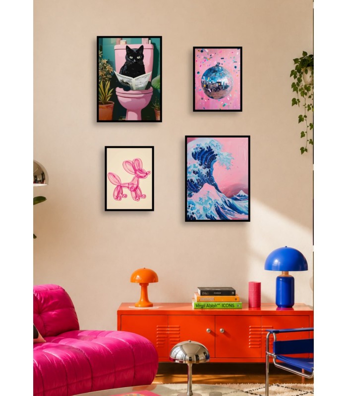 Pack Pop Art 1 : 4 affiches et cadres noirs | L’Afficherie