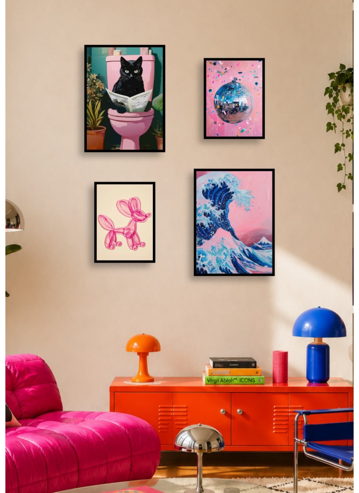 Pack Pop Art 1 : 4 affiches et cadres noirs | L’Afficherie