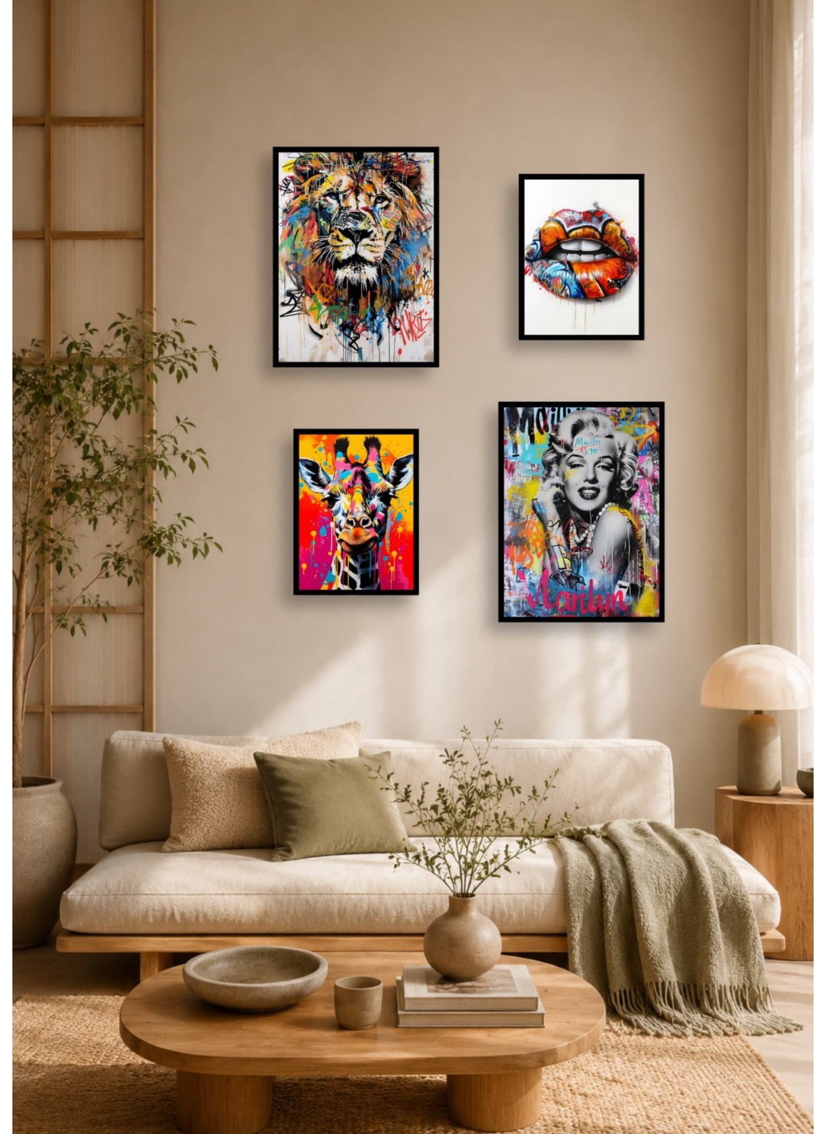 Pack Pop Art 2 : 4 affiches et cadres noirs | L’Afficherie