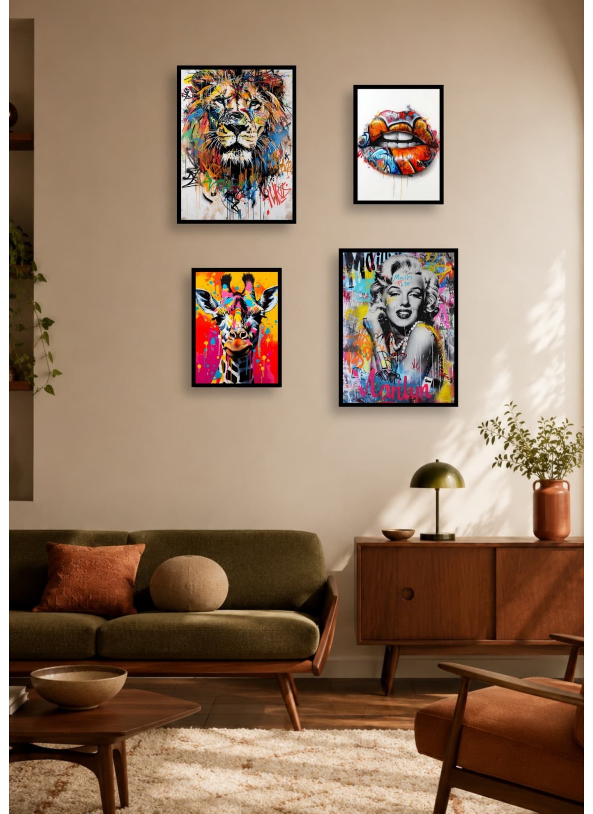 Pack Pop Art 2 : 4 affiches et cadres noirs | L’Afficherie