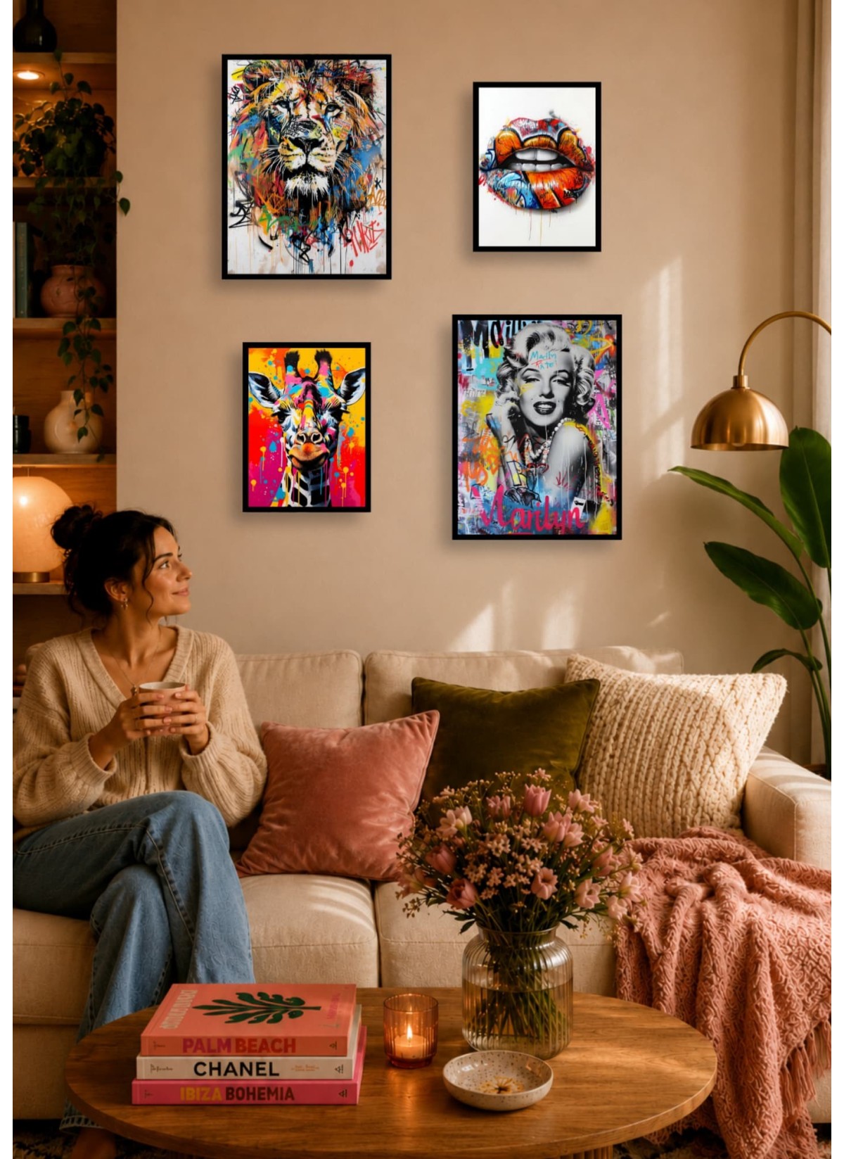 Pack Pop Art 2 : 4 affiches et cadres noirs | L’Afficherie