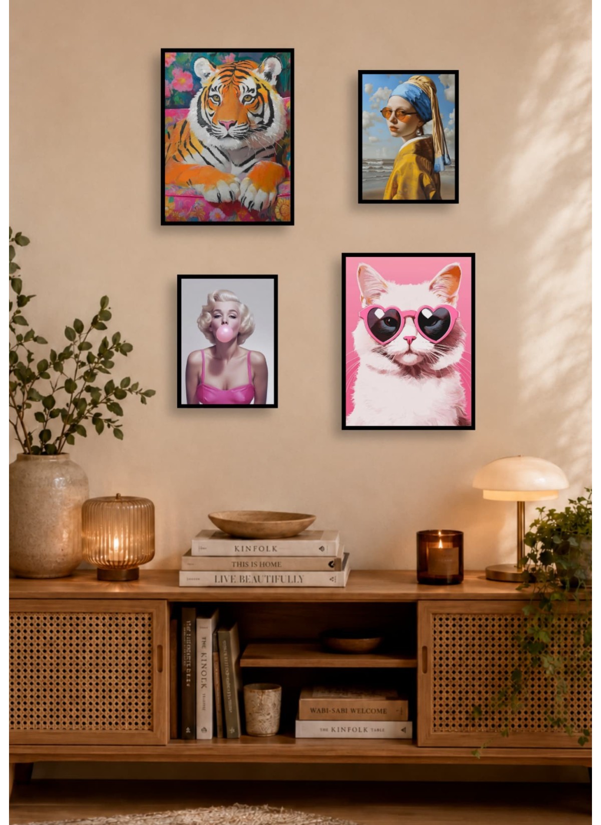 Pack Pop Art 3 : 4 affiches et cadres noirs | L’Afficherie