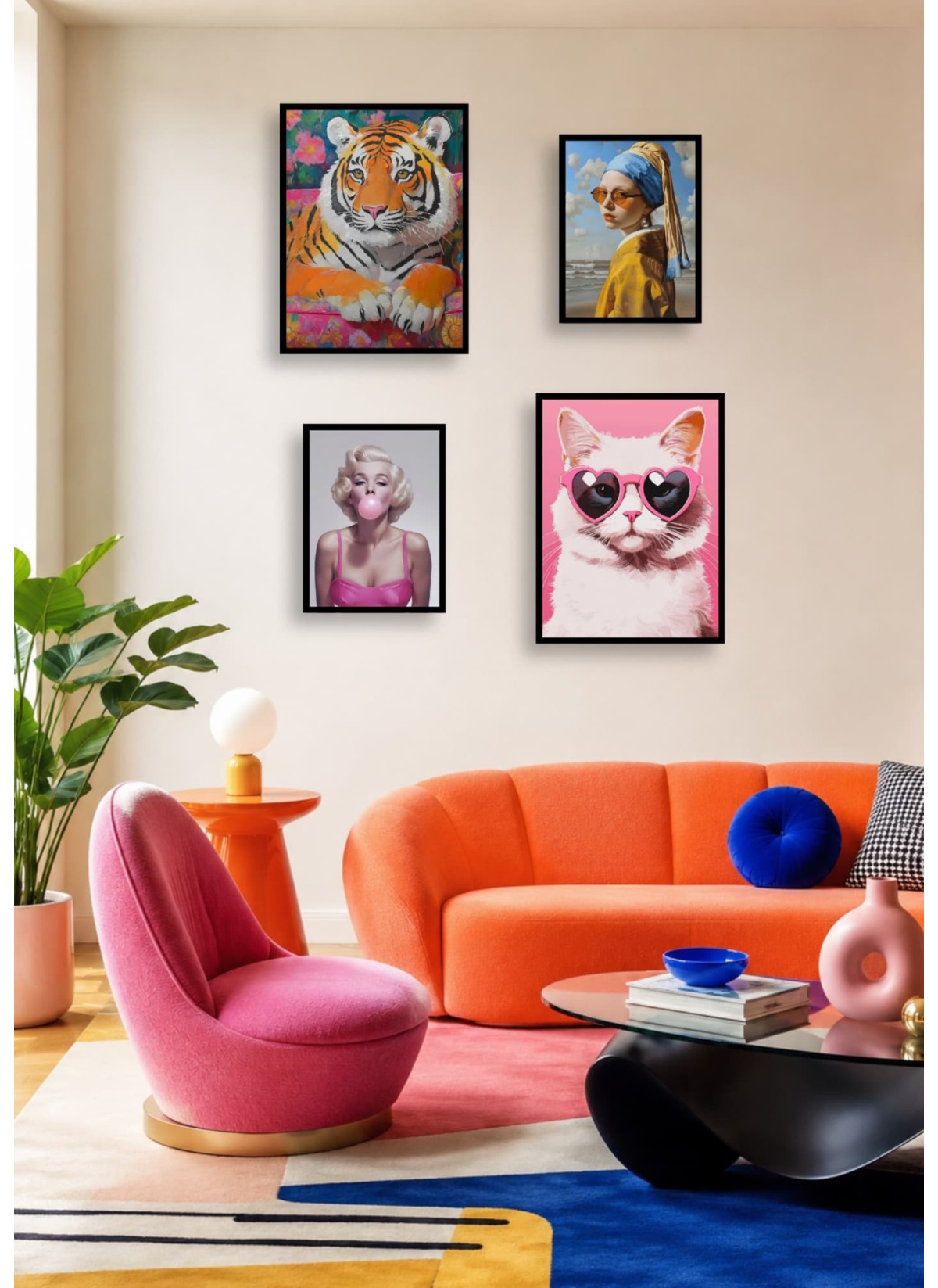 Pack Pop Art 3 : 4 affiches et cadres noirs | L’Afficherie